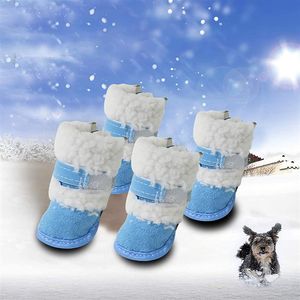 4 pezzi set impermeabile cane da compagnia scarpe calde autunno inverno ispessito antiscivolo cashmere neve protettore stivali riflettenti311r