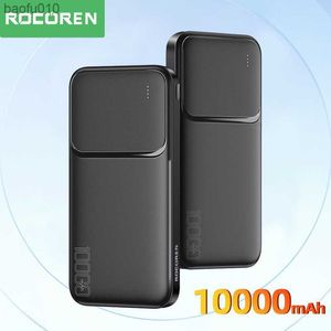 Rocoren Power Bank 10000MAH Przenośna ładowarka zewnętrzna bateria Bateria Bank 10000 Szybkie ładowanie Powerbank dla iPhone'a Xiaomi Mi POCO L230619