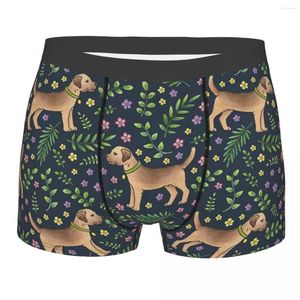 Cuecas Masculinas Border Terriers Primavera Moda Floral Cueca Dog Lover Moda Boxer Shorts Masculino Cintura Média S-XXL