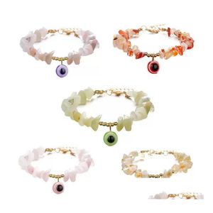 Очарование браслетов Evil Eye Natural Irregar Gravel Stones Bracelet Braglet Brangle для девочек подарок мода золото регулируемое лап