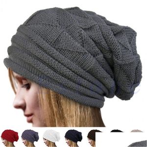 Beanie/skalle kepsar kvinnor stickade baggy beanie överdimensionerad vinter hatt skidskidor mössa skl ull varma mössor släpp leverans mode accessorie dh3rp