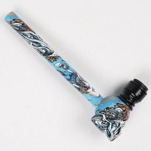 More Patterns Colorful Pyrex Thick Glass Pipes Portable Filter Screen Dry Herb Tobacco Spoon Metal Bowl Smoking Bong Holder Innovative Skull Waterpipe Hand Tube DHL