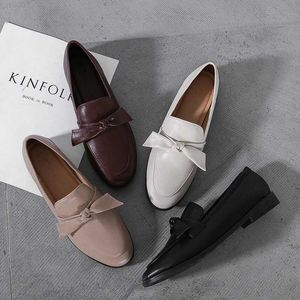 Elbise ayakkabıları Butterflyknot oxfords bayanlar ayakkabı yumuşak deri somunlar kayma derbi ayakkabıları tiki mokasenler flats ayakkabı kadınlar büyük boyut 34-44 l230724