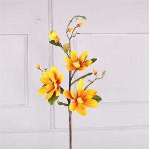 Decorative Flowers European Style Magnolia Simulation Flower Guangyulan Artificial Interior Decoration Multi Head High-end Art