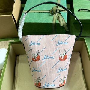 Children'S Printed Bucket Bag Genuine Leather Handbag Shoulder Crossbody Purse Cowhide Classic Letter Print Lady Hobo Bag Hasp High Quality Bags
