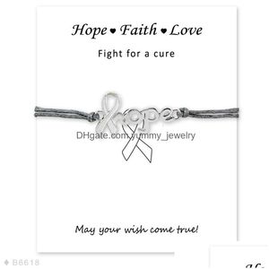 Charm Bracelets Diabetic Type 1 Medical Alert Card Fighter Breast Cancer Awareness Ribbon Sier Jewelry Women Men Uni Gift Drop Deliver Dhips