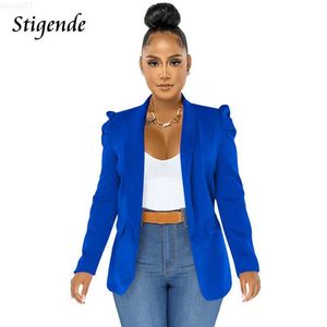 Women's Suits Blazers Stigende Ruched Sleeve Blazers and Jackets Women Elegant Slim Club Party Suit Coat One Piece Solid Color Patchwork Cloak Blazer L230724