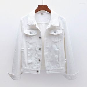 Women's Jackets Fashion Frayed White Denim Jacket Coat Women Harajuku Casual Loose Student Outerwear Long Sleeve Short Jeans Female