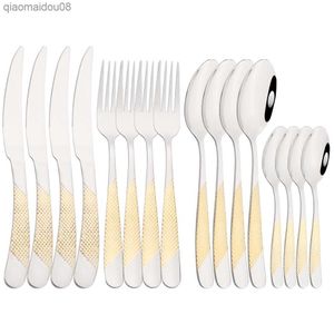 16PCS Wysokiej jakości zestaw na zastawie stali nierdzewne Zestaw za sztuczki nierdzewne Zestaw kawy łyżka widelca Zestaw stolików Wedding Wasployware Claseware L230704