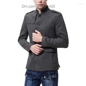 Jaquetas Masculinas Jaquetas Masculinas 2023 Roupas de Outono e Inverno Inglaterra Casual Romana Jaqueta Masculina Magra Masculina Pequena Gola Alta Túnica Chinesa Terno Z230724