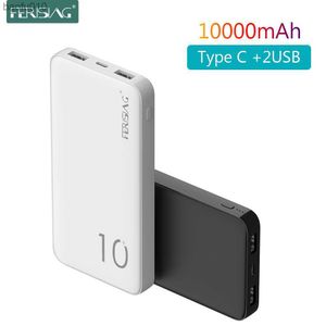 Dual USB + Type C Power Bank 10000MAH PowerBank 10000 MAH充電器ポータブル外部バッテリー充電Xiaomi Mi 10 9 L230619