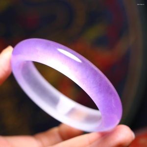 Bangle Women Jade Purple Myanmar Jadeite med certifikatklass A Burma Jades Bangles Natural Stone Armband Dams Presents