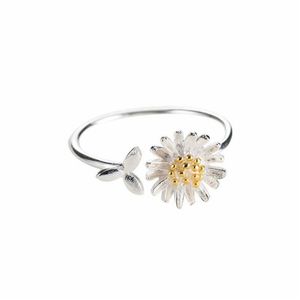 Band Rings Casual Daisy Flower For Women Adjustable Opening Finger Ring Bride Wedding Engagement Statement Jewelry Gift Drop Delivery Dhaab