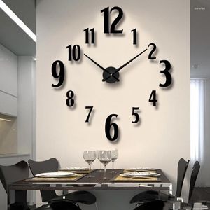 Relógios de parede Sala de estar Relógio quarto de estudo Decoração tridimensional criativa Faça você mesmo Espelho adesivo nórdico