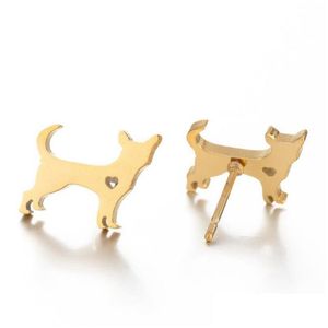 Stud Cute Lovely Stainless Steel Dog For Women Children Jewelry Trendy Animal Shape Earrings Girls Birthday Gift Drop Delivery Dhegs