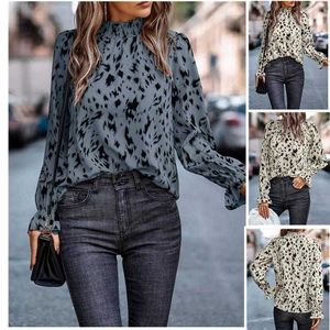 Women's T-Shirt 2023 Autumn-winter Style Polyester Pullover Long-sleeved Semi-high-neck Loose-fitting Blouse For Women T230724