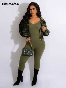 Damenjacken CM.YAYA Elegante Frauen Camouflage Einreiher Langarm Denim Mantel Streetwear Moto Biker Jeans Jacke Outwear L230724