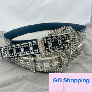 Japanese and Korean Diamond Band European and American Style Punk Rivet Rhinestone Belt Hip Hop Belt Locomotive Style Factory Direct Sales