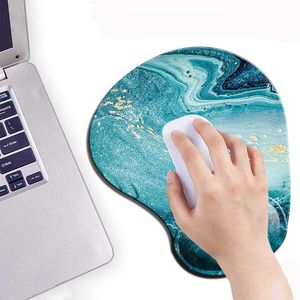 Mousepad de pulso estilo nórdico de mármore azul água para jogos, computador portátil, tapete de mesa, mouse, descanso de pulso, acessórios de mesa