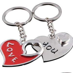 Key Rings Creative Fashion Women Men Keyring Couple Keychain Lovers Cute Ring Holder Love Heart Friends Gift Wedding Favors Drop Del Dh8Hj