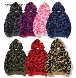 Moletons Moletom Com Capuz Masculino Com Capuz Tubarão Com Zíper Completo para Mulher Designer Camuflado Jaqueta Bape Moletom Com Capuz Moletom Masculino Feminino Quente Manga Longa Tecnologia Fleece