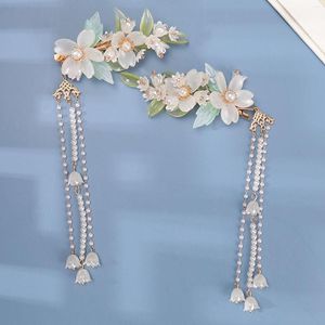 Haarspangen chinesische Mädchen Hanfu weiße Blume Haarnadel Quaste Zubehör Perle Kopfschmuck alte Party Haarspange Schmuck