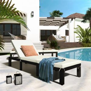 US STOCK TOPMAX Patio Benches Furniture Outdoor Adjustable PE Rattan Wicker Chaise Lounge Chair Sunbed a13411S228g