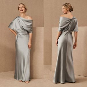 Elegant Satin Mermaid Mother Of The Bride Dresses Floor Length Plus Size Mother Wedding Guest Dress Custom Made Evening Gowns248D