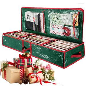 Storage Bags Wrapping Paper Bag Under Bed Christmas Decoration Containers With Two Pockets For Gift Bows Pendants And Labels