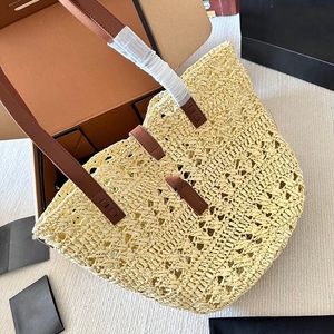 Słomka designerka torba torba letnie słońce torby plażowe torebka ręcznie splot torby na ramię w torbie pod pachami luksusowe torba dla kobiet na plaży lafite trawy skórzany pasek