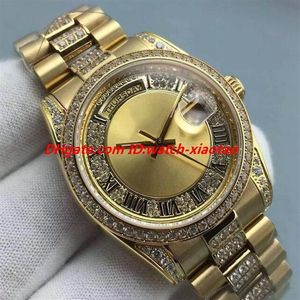 Luxury Watch 8 Style Mid -Size 18k желтого золота Quickset Full Pave Diamonds Dial 36 мм автоматические модные мужские часы.