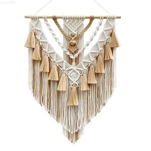 Decorative Objects Figurines Hand-Woven Color Macrame Wall Hanging Ornament Bohemian Craft Decoration Gorgeous Tapestry For Home Livingroom Decor L230724