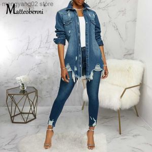 Women's Jackets 2020 Autumn Sexy Fashion Denim Jacket Women Long Sleeve Boyfriend Style Casual Jean Jacket Vintage Button Streetwear Top Coat T230724