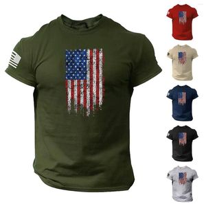 Men's T -skjortor Herrklänning Shits Summer Us Flag Logo Casual Fitness 3D Printed Heat Transfer Paper för stort högt