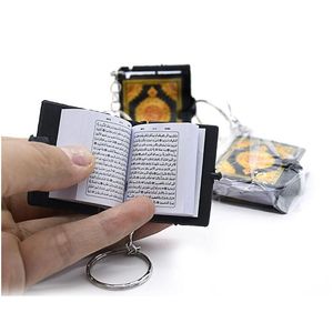 Sleutelhangers Lanyards Mode Mini Ark Koran Boek Echt papier Kan Arabisch lezen De Koran Sleutelhanger Moslim Sieraden Decoratie Gift Key Pend Dhvxz