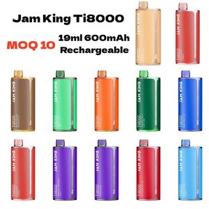 Original Puff 8000 Cigarette Electronique Jam King Ti8000 Wholesale Disposable Vapes 19ml 8000Puffs Screen Display Bulk Bang Vape Pen vs Old School Aivono