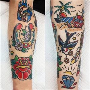 Conjunto de adesivos de tatuagem retrô adesivos temporários de tatuagem para mulheres Bonitos desenhos animados vintage duradouros Arte à prova d'água antiga Tatuagem falsa