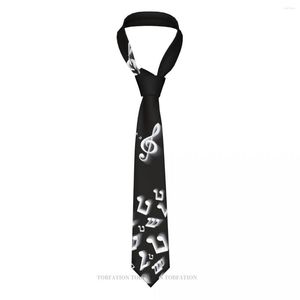 Bow Ties Flutering Music Notes Print Casual Unisex Neck Tie Shirt Decoration Narrow Striped Slim Cravat