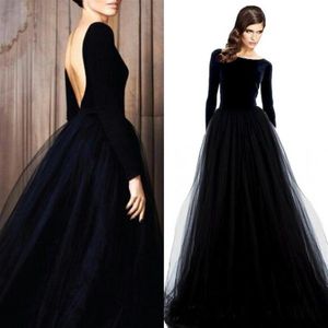 Czarne sukienki na studniowe sukienki na studniowe sukienki wieczorne 2019 Sexy Scoop bez pleców formalne sukienki