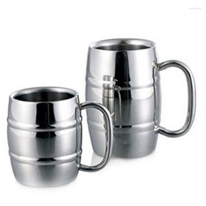 Mugs Stainless Steel Beer Mug Double Wall Anti Scalding Big Grip Coffee Creative Metal Water Juice Wine Cup For Home Restaurant