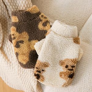 Dog Apparel Cute Bear Lamb Wool Stand Collar Cardigan Autumn Winter Clothes Fashion Warm Puppy Two Legs Clothing