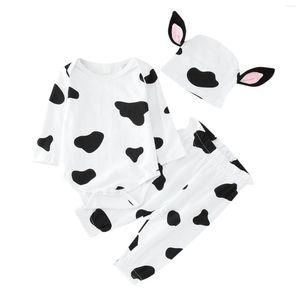 Clothing Sets Born Infant Baby Boys Girls Clothes Set Halloween Costumes Puppy Cow Pattern Romper Tops Pants With Hat 3PCS Outfits