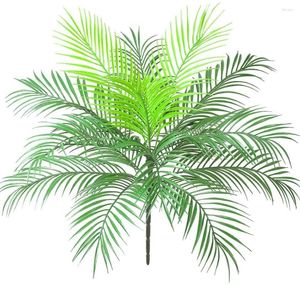 Dekorativa blommor konstgjorda tropiska palmblad buskväxter i gröna 1 datorer plast areca 15 blad 63 cm långa