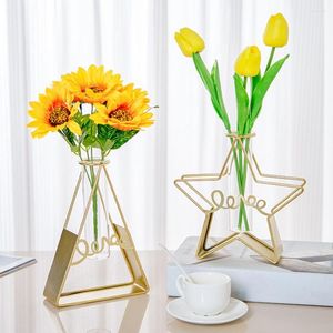 VASE VASE HOME DECORATIONS ROOM DECOR METAL FLOWER IRON HOLDE GLASS GLASS DINING TABLE HIDROPONIC装飾ボトルリビング