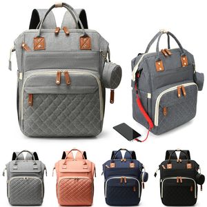 Sacos de fraldas USB Saco de múmia Cuidados com o bebê Grande capacidade Mochila para mamãe Maternidade Molhado Fralda para grávida à prova d'água 230724