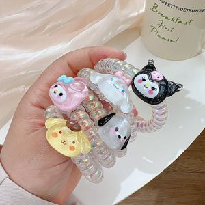 Cartoon Kuromi New Fashion Glitter Colorful Phone Wire Elastic Hair Band Spiral Cord Rubber Band Hair Tie Hårtillbehör 2275