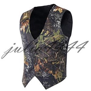 Camo Print Groom Vests Hunter Wedding Vests Camouflage Slim Fit Mens Vests V Neck Custom Made2151