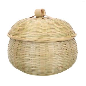 Dinnerware Sets Storage Basket Lid Egg Organizing Kitchen Bamboo-woven Weaving Multi-function Tea Leaf Round Container