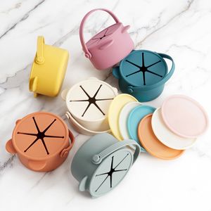 Cups Dishes Utensils Portable Kawaii Cartoon Bear Shape Baby Silicone Snack Cup Feeding Solid Food Storage Box Container With Lid Sutff 230724