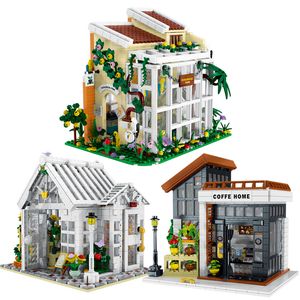 Blockerar Creative Sunshine Flower Room Building Model Set Moc Streetview Modular Architecture Boys Toys Childrens Gift 230721